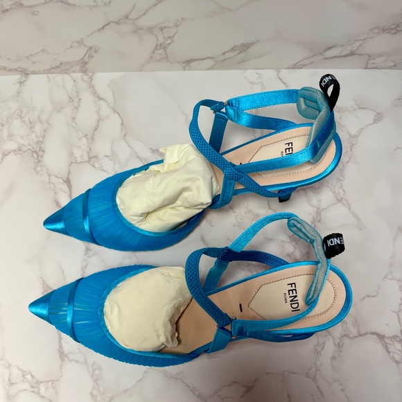 FENDI Blue Tulle Slingback - Picture 8 of 15